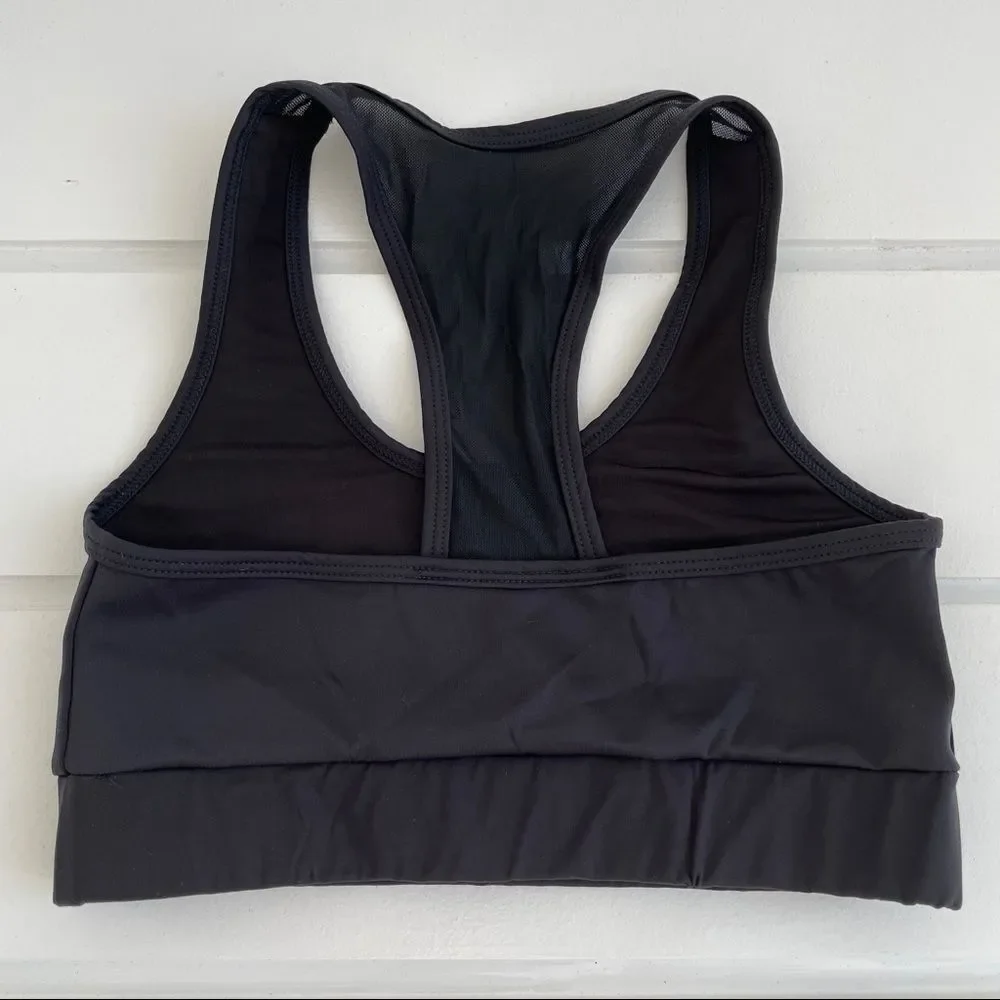 Noli Women's Black Line Striped Sports Bra Size Small Black Silver